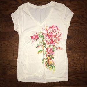 Express Floral Graphic White Tee Large